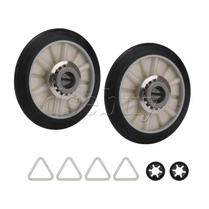 ya 26 2x Dryer Rear Drum Support Roller Kit 349241T Replacement Parts PS347627 Black