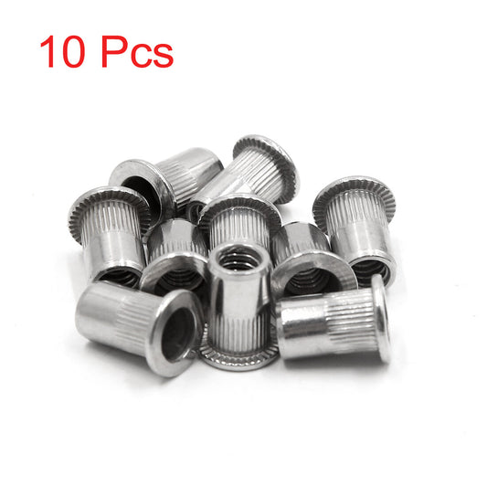 ya 2 7.15 10Pcs 304 Stainless Steel 1/4-20 UNC Car Flat Head Rivet Nut Insert