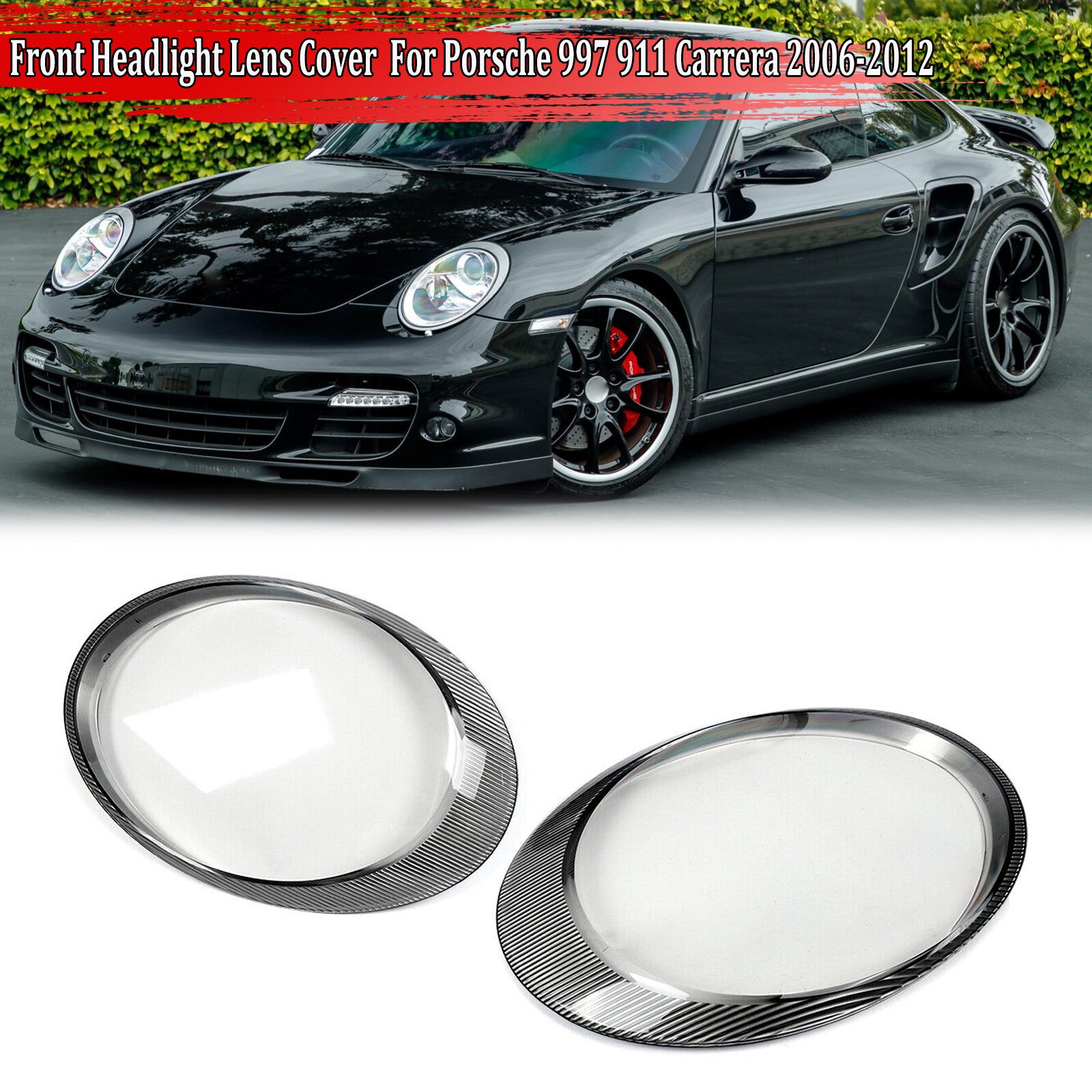 ya 13 5.27.2 2x Headlight Headlamp Lens Cover Replacement for Porsche 997 for 911 Carrera 2006-12