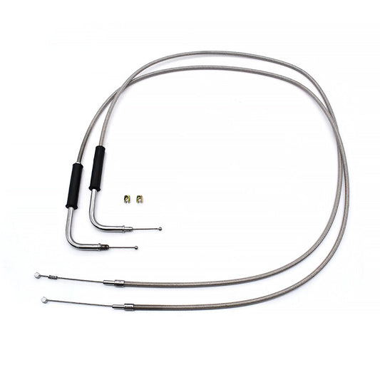 ya 2 6.30 42 Stainless Steel Throttle and Idle Cable Set for Harley-Davidson 56579-02A