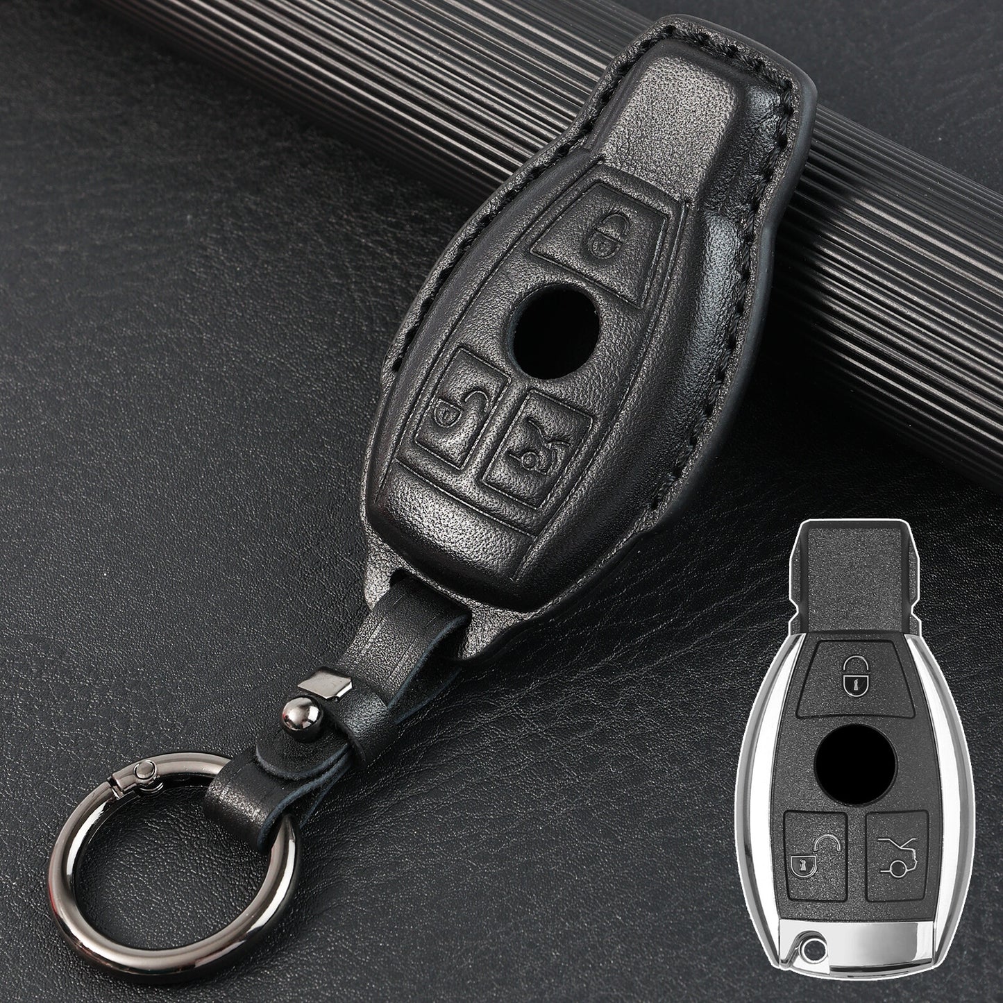 ya 5 8.7 Leather Key Case Cover Remote 3Button for Mercedes-benz A B C E S 2018