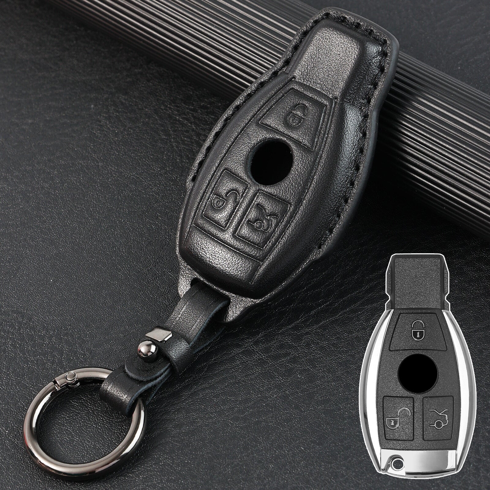 ya 5 8.7 Leather Key Case Cover Remote 3Button for Mercedes-benz A B C E S 2018