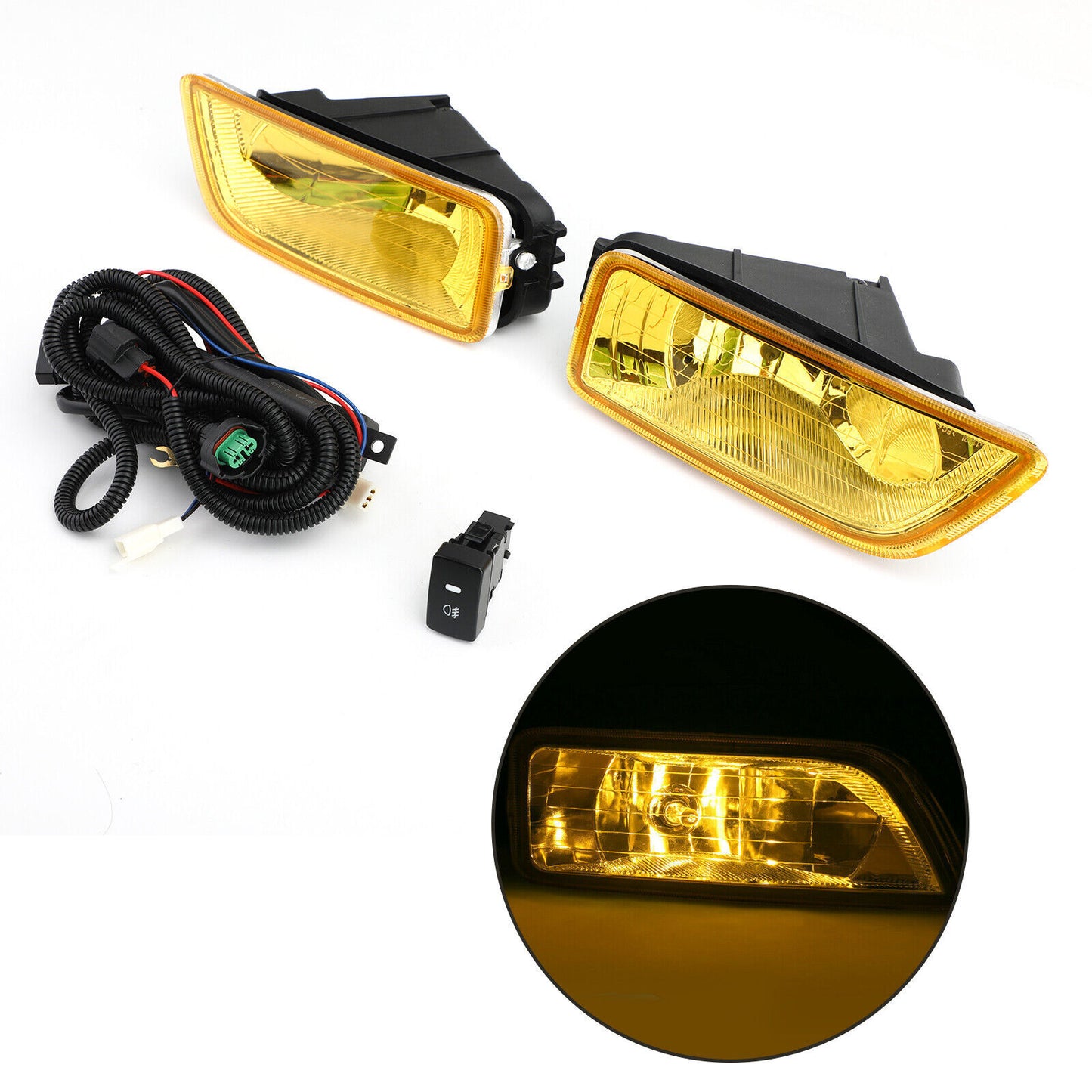 ya 1 8.5.2 Yellow Lens Fog Lights + Switch Fit For 2003-2007 for Honda Accord 04-08 for Acura TL