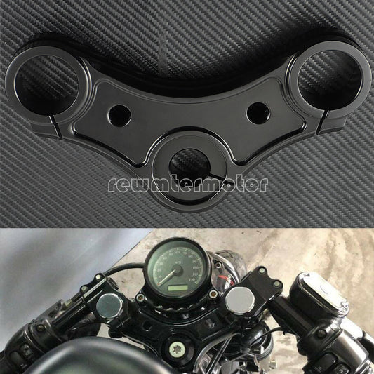 ya 1 7.8 Motorcycle Black Top Triple Clamps w/Riser Holes Fit For Sportster XL 883 04-16