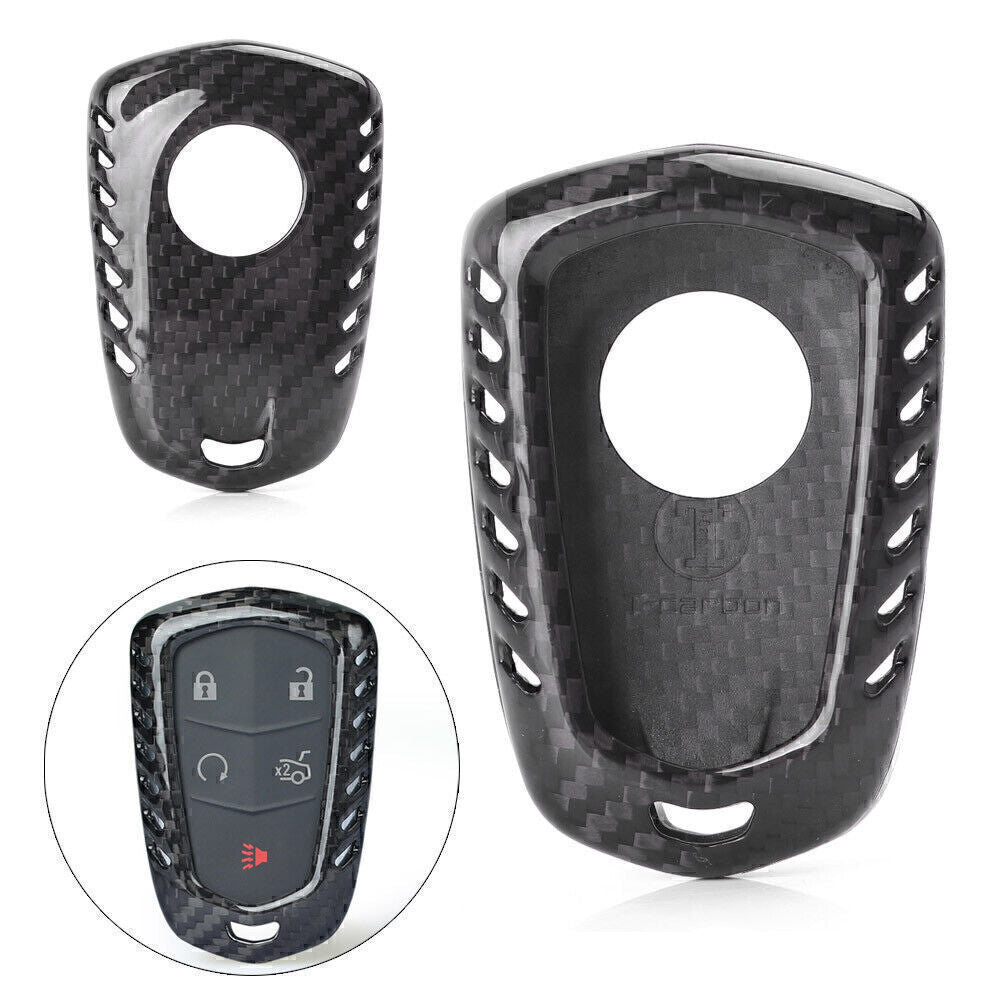 ya 5 8.7 1x Carbon Fiber Remote Keyless Fob Cover Shell Fit for Cadillac CTS ATS V Black