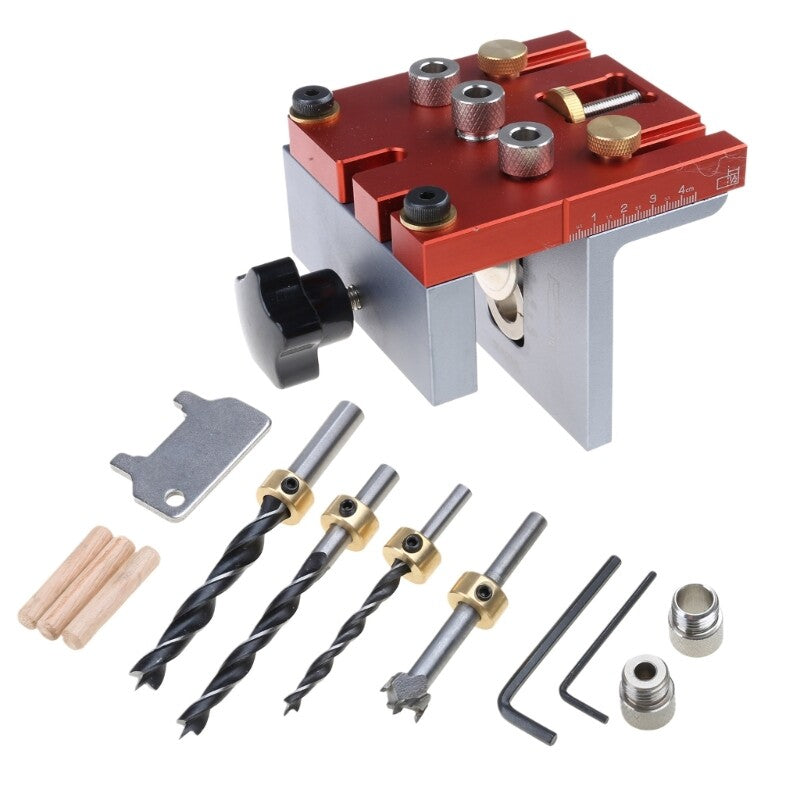ya 17 3 in Woodworking Doweling Jig Adjustable Drilling Guide Puncher Locator Tools