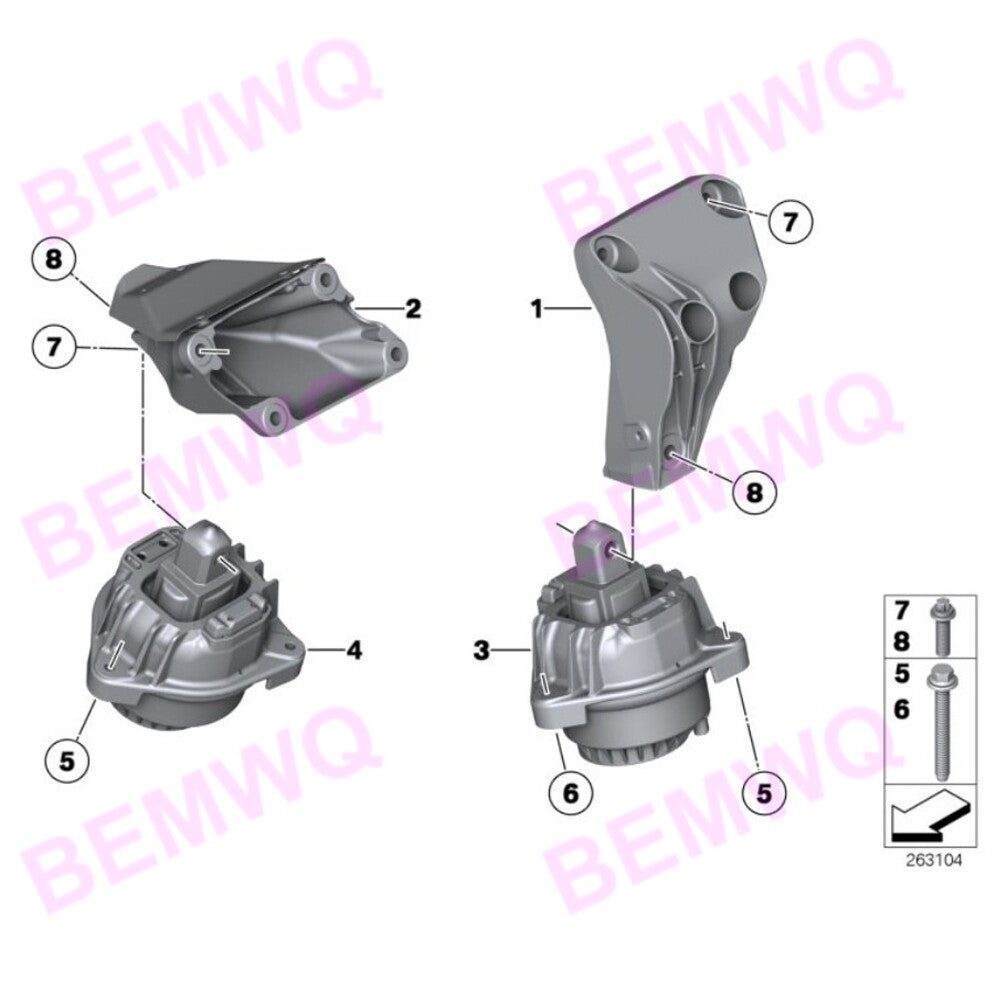 ya 11 10.28 2. Engine motor mounting kit for 2011-2016 F10, F11, 520i, 528i, 528i xDriv