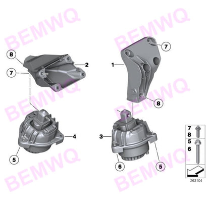 ya 11 10.28 2. Engine motor mounting kit for 2011-2016 F10, F11, 520i, 528i, 528i xDriv
