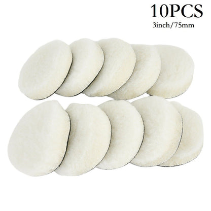 ya 17 10xWoolen Car Polishing Waxing Buffing Disc Pad Kit For Care Cleaning Polisher