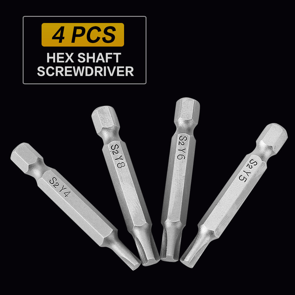 ya 26 4Pcs Y Type 1/4 Hex Shaft Magnetic Screwdriver Screw Tool Repair Accessory New