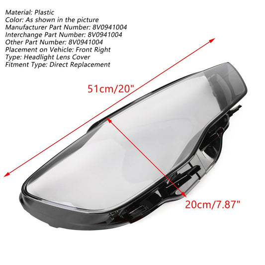 ya 1 8.5.3 Headlight Cover Headlamp Lens Right for Audi A3 2013-2016 Clear