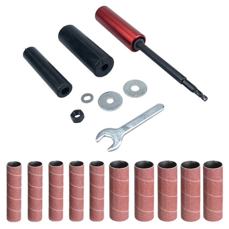 ya 14 Sanding Drum Set Rotary Tool Rubber Mandrel Bands Sleeves Kits Woodworking