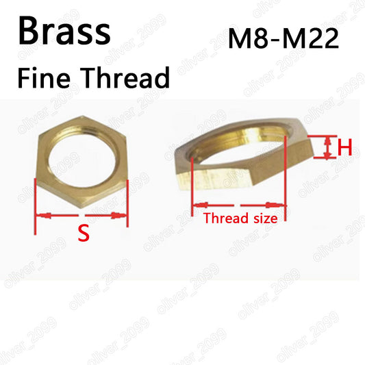 Brass Right Hand Fine Thread Hexagon Thin Nuts M8 M10 M12 M14 M16 M18 M20 M22