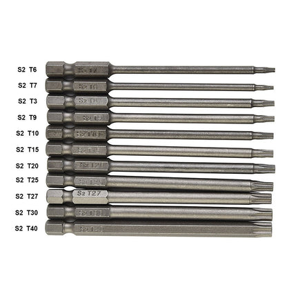 ya 26 11pcs For Torx Screwdriver Bit Set Hex Security Magnetic Head 100MM Extra Long