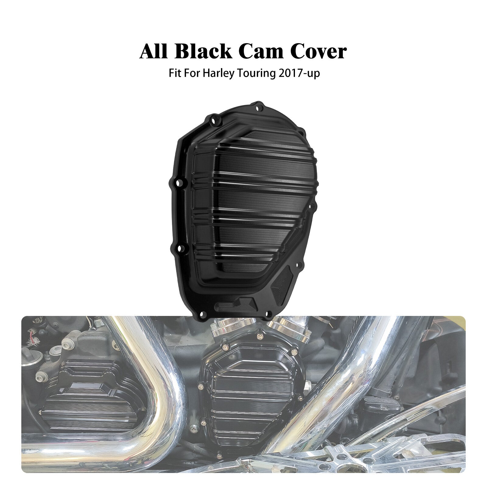 ya 3 6.23 Black Side Cam Engine Cover Fit for Harley Touring Road Electra Glide 2017-2023
