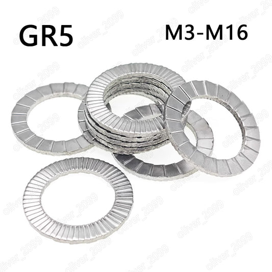 Titanium GR5 Dual-Stacked Self-Locking Washers M3 M4 M5 M6 M8 M10 M12 M14 M16
