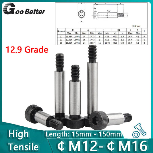 M12 M16 Socket Shoulder Bolts 12.9 Grade High Tensile Hex Allen Key Screws Bolt