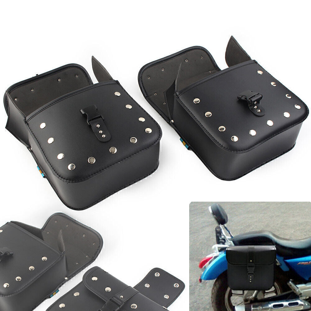 ya 11 6.5 2x Motorcycle Leather Side Saddle Bags Panniers Pouch Luggage Storage Tool Bag