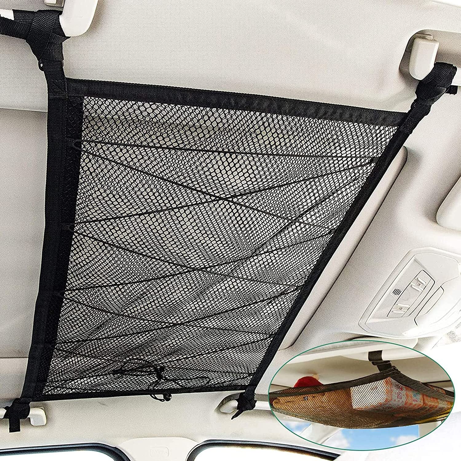 ya 5 6.16.2 for BMW Accessories Car Double Layer Roof Top Ceiling Cargo Net Pocket Mesh Bag