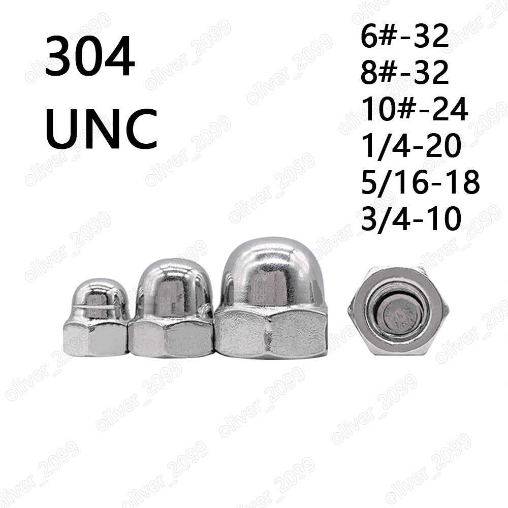 304 Stainless Steel Hex Cap Nuts Hex Acorn Nuts 6# 8# 10# 1/4 5/16 3/8 1/2 3/4