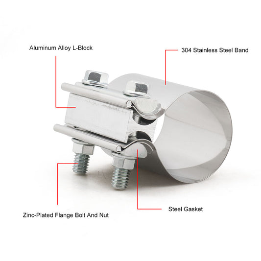ya 1 6.30 2-Pack 3.5-inch T304 Stainless Steel Butt Connector Muffler Pipe Clamp