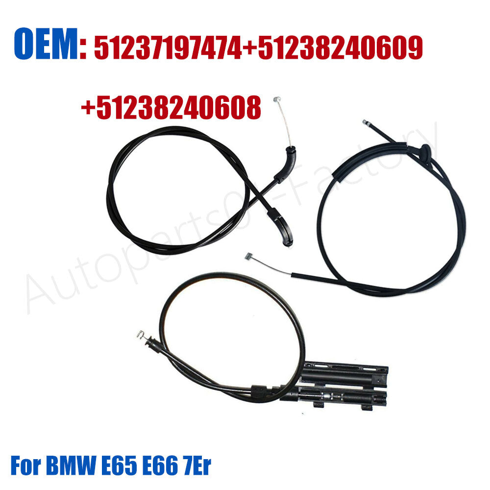 ya 10 5.28.3 3PCS Engine Hood Release Cable Bowden Cable for BMW E65 E66 7Er