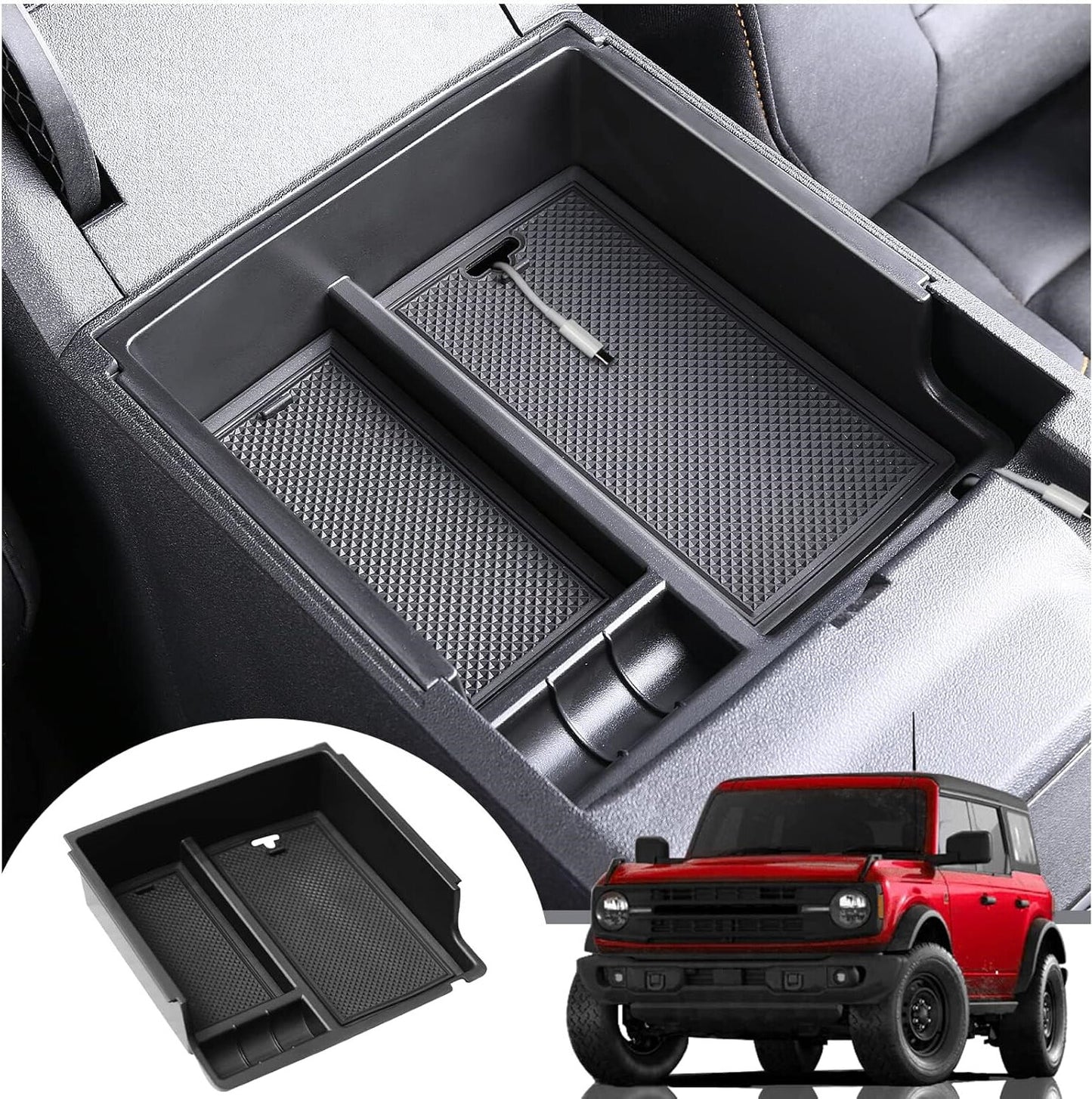 ya 2 6.26 For 2021-2024 for Ford Bronco Center Console Armrest Storage Box Tray Accessories