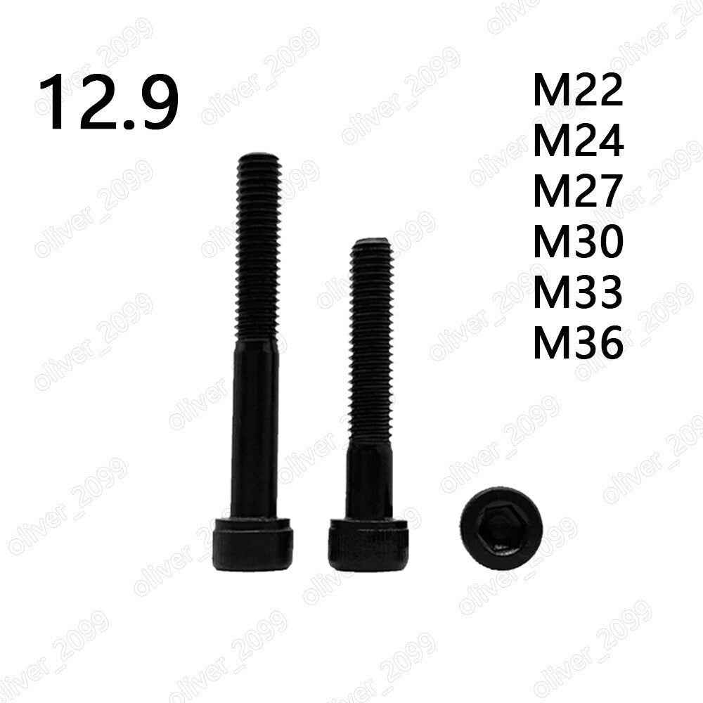 Black 12.9 Steel Hex Socket Bolts Cap Head Screws Partial Thread M22 M24 M27 M36