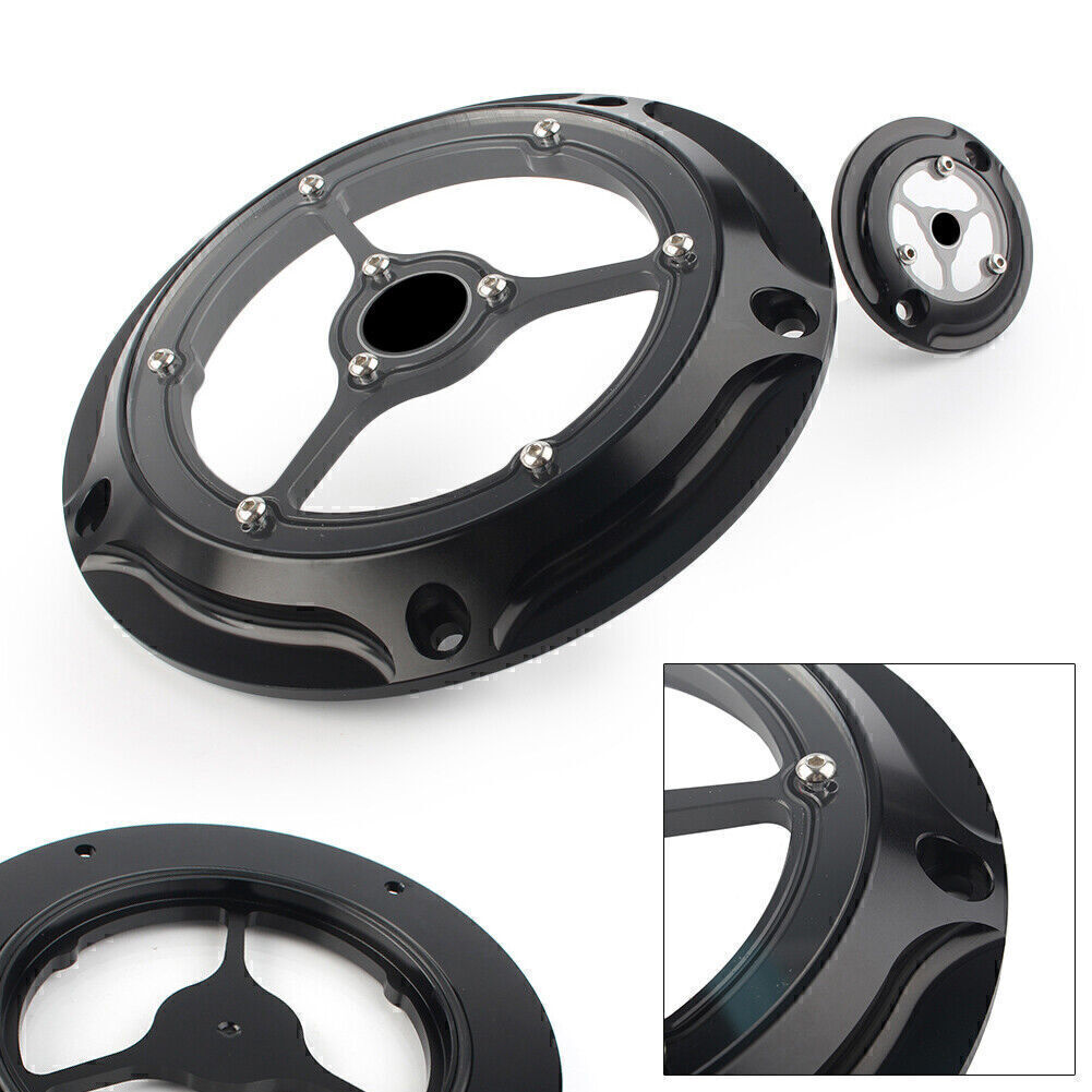 ya 1 7.4 Clarity Derby & Timer Timing Covers Black for Harley Touring FLH/T 2014-2018