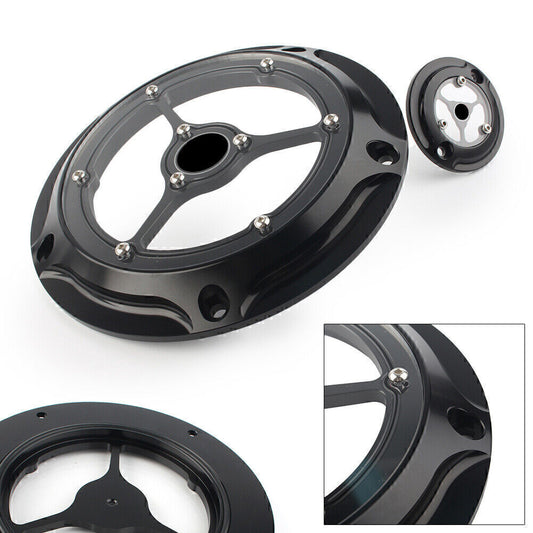 ya 1 7.4 Clarity Derby & Timer Timing Covers Black for Harley Touring FLH/T 2014-2018