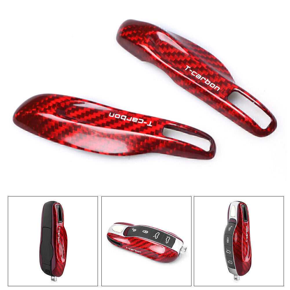 ya 5 6.16 Carbon Fiber Red Remote Key Fob Cover Case Fit for Porsche