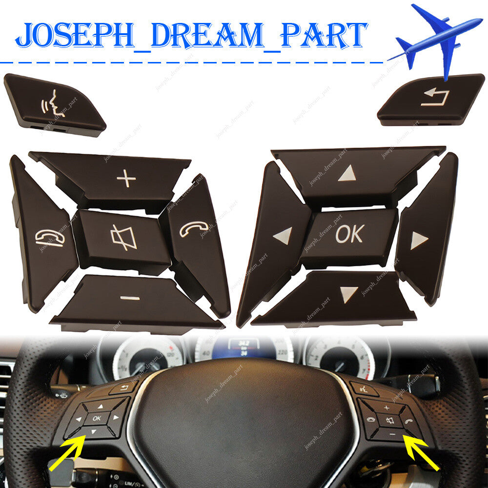 ya 13 for Mercedes E Class Brown LH&RH Steering Wheel Control Button Multi Switch Cap