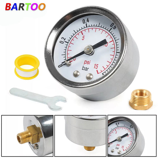ya 16 1.5 Face Diameter 1/8 NPT Pressure Gauge 0-15 PSI with 3/8IN Back Mount