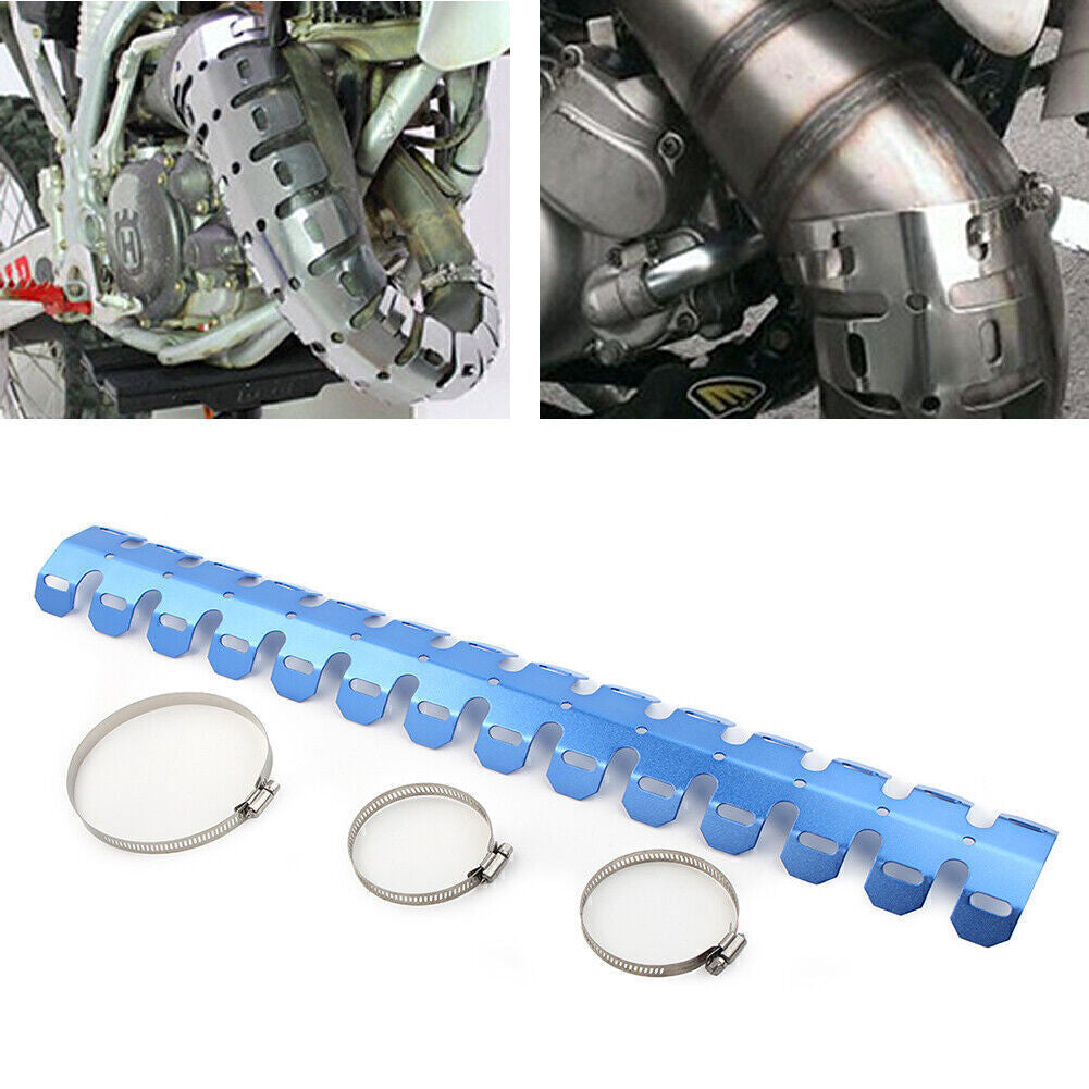 ya 2 6.30 Motorcycle Muffler Pipe Heat Shield Cover Heel Guard Dirt Bike Blue
