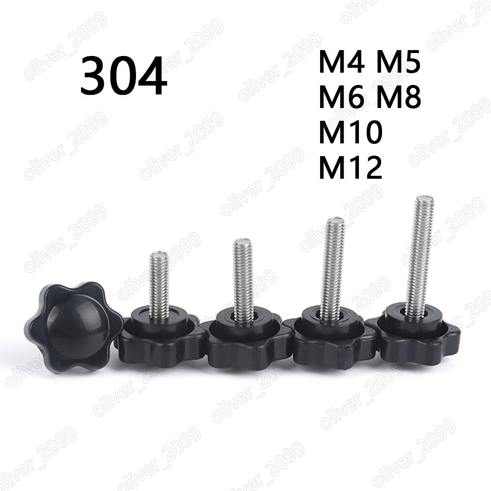 304 Stainless Steel Plastic Star Hand Knob Tightening Screws M4 M5 M6 M8 M10 M12