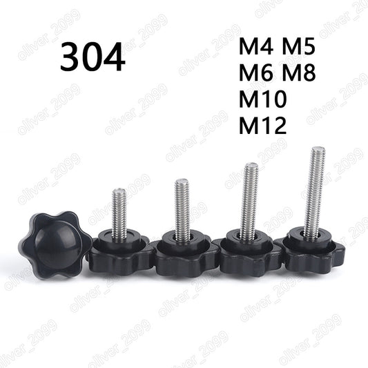 304 Stainless Steel Plastic Star Hand Knob Tightening Screws M4 M5 M6 M8 M10 M12