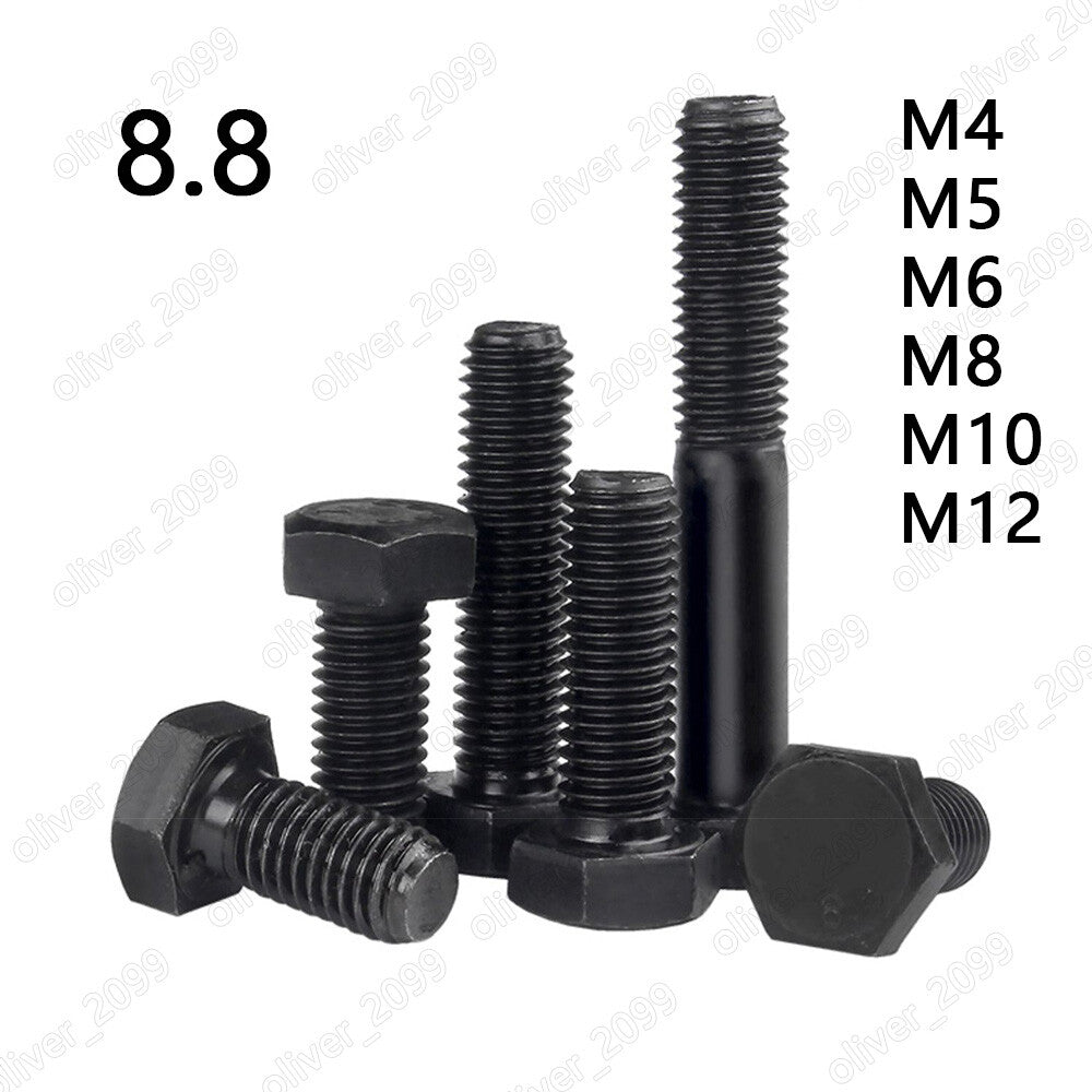 Black 8.8 Steel Hexagon Bolts Hex Head Cap Screws DIN933 M4 M5 M6 M8 M10 M12