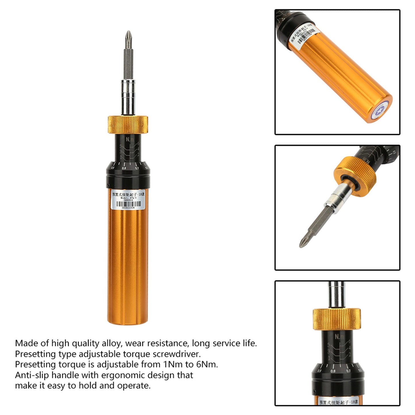 ya 26 Alloy Steel Preset Type 1-6N.m Adjustable Torque Screwdriver Handheld