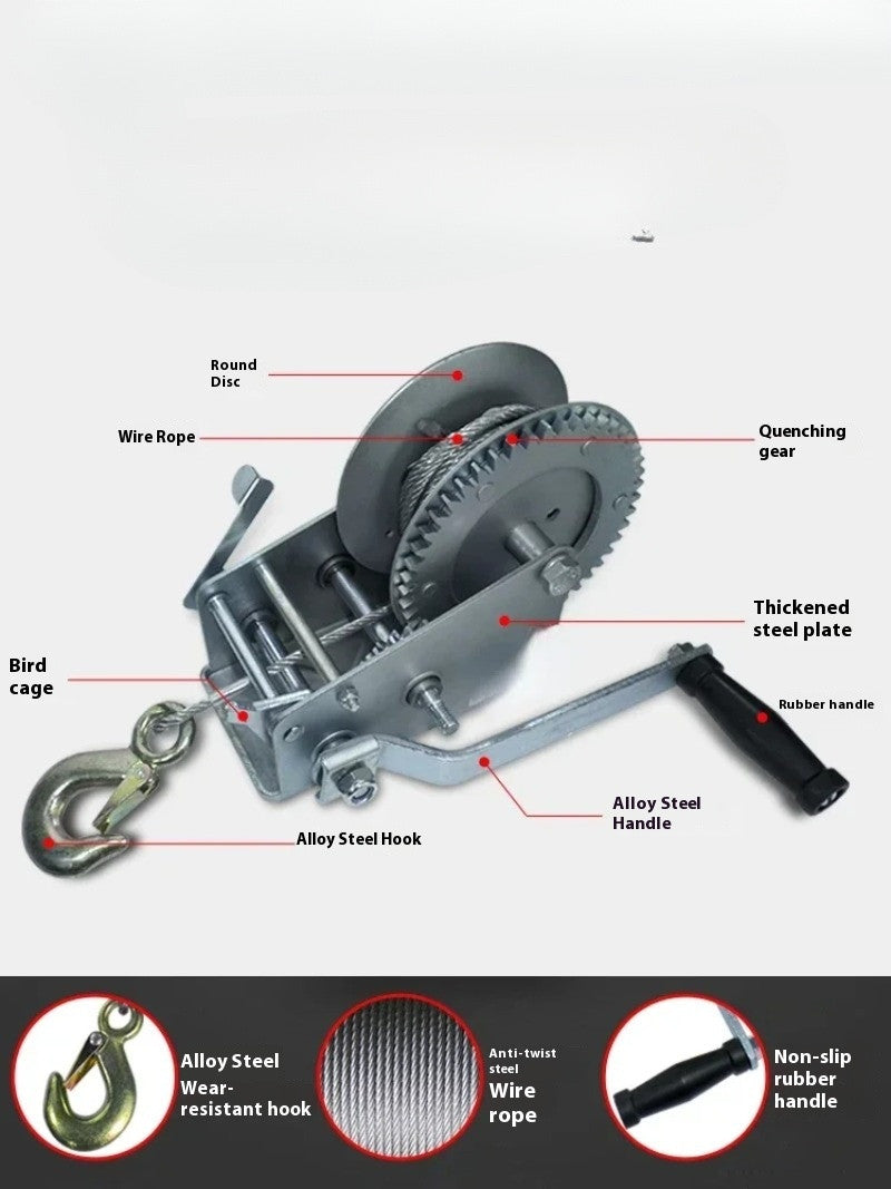 Hand Winch Two-way Self-locking Household Small Manual Winch Wire Rope Crane