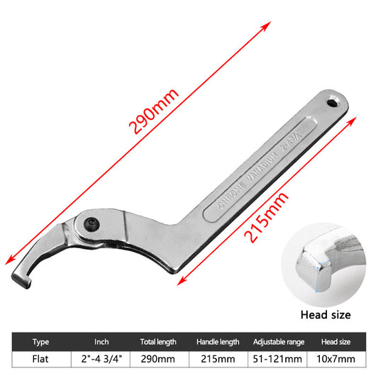 ya 1 7.3 Adjustable hook spanner 51-121 mm C flat spanner tool slotted fixed universal