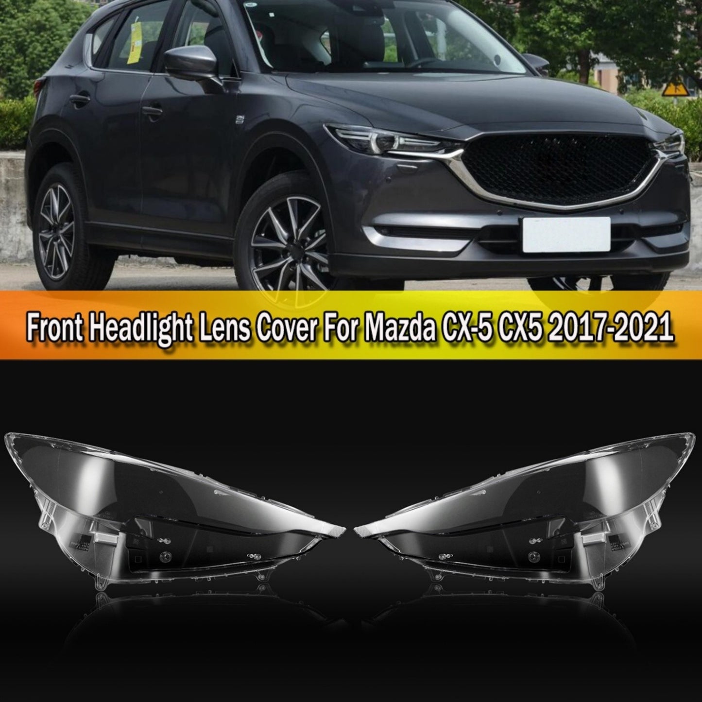 ya 13 5.27.2 Pair for Mazda CX5 CX-5 2017-2021 Left+Right Headlight Lens Cover Headlamp Shell