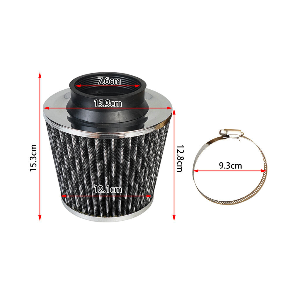 ya 12 5.22 1Pc 3 76mm Inlet Cold Air Intake Cone Replacement Quality Dry Air Filter Carbon