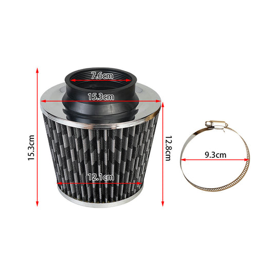 ya 12 5.22 1Pc 3 76mm Inlet Cold Air Intake Cone Replacement Quality Dry Air Filter Carbon
