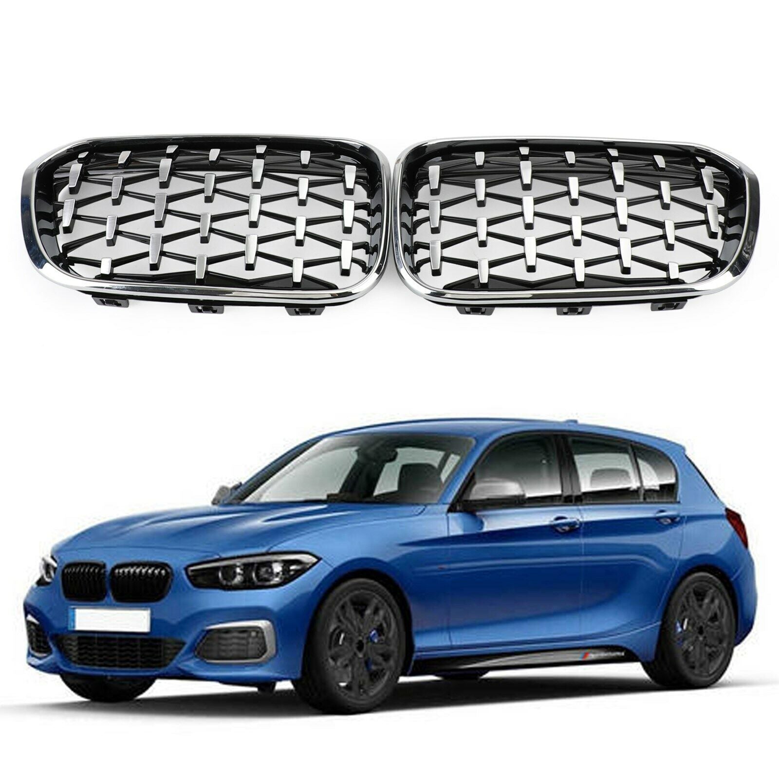 ya 1 8.5.1 Chrome Black Front Kidney Grille for 2015-2017 1 F20/F21