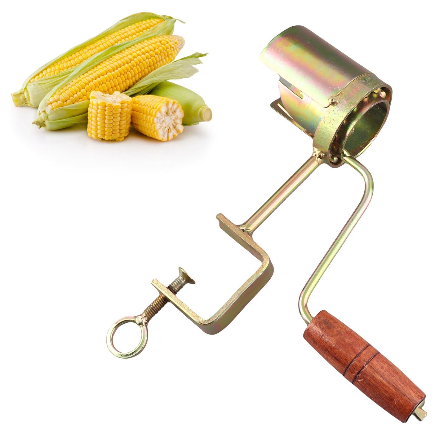 ya 26 Hand Crank Corn Thresher Efficient Peeling Firm Clamping Comfortable Wood