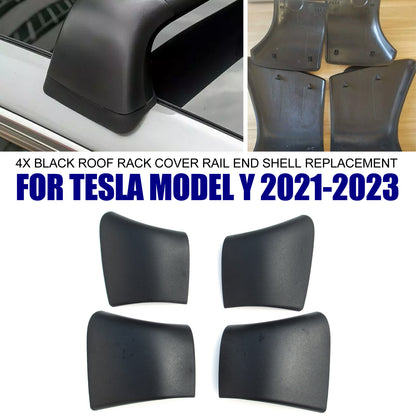 ya 5 8.7 Black Roof Rack Cover Rail End Shell Assembly 4 Pieces for Tesla Model Y 2021 - 2023
