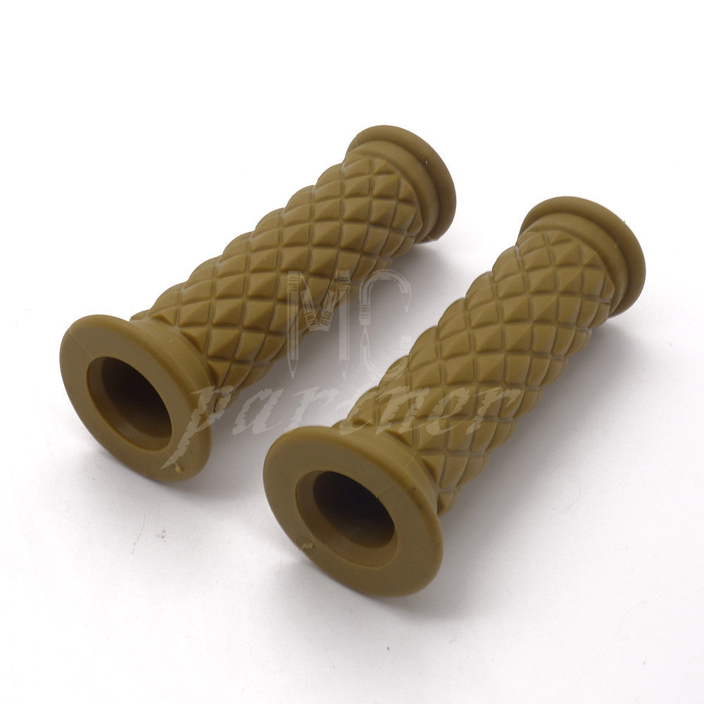 ya 5 8.7 7/8'' 22mm Diamond Retro Rubber Handlebar Hand Grip For Cafe Racer Bobber Custom