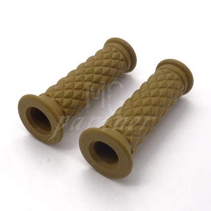ya 5 8.7 7/8'' 22mm Diamond Retro Rubber Handlebar Hand Grip For Cafe Racer Bobber Custom