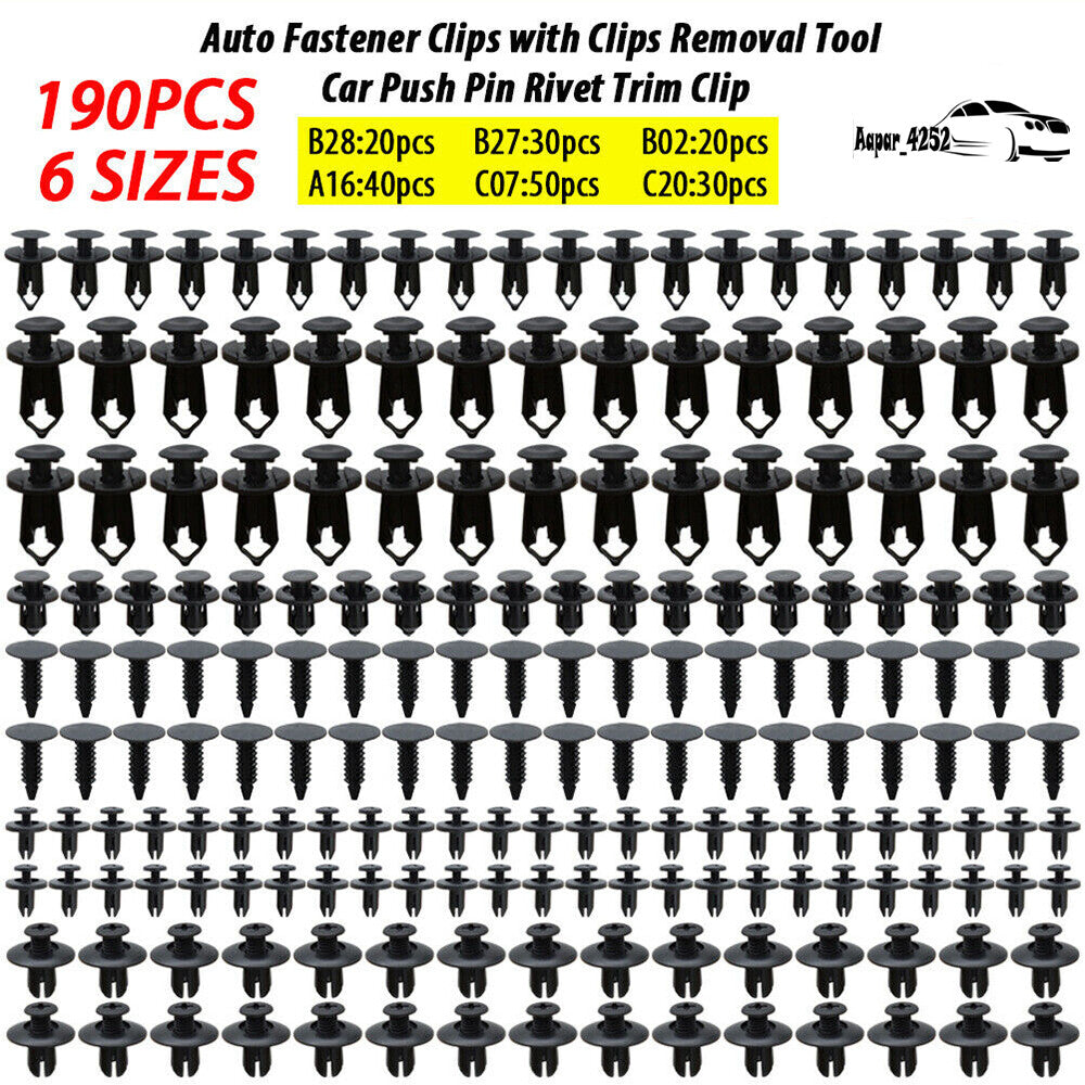 ya 27 7.2 190Pcs Car Auto Fender Panel Retainer Fastener Push Pin Rivet Trim Clips Bumper