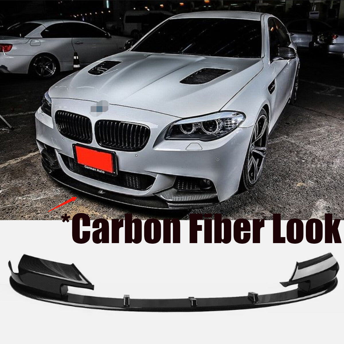 ya 4 6.17 for BMW F10 M5 2012-2016 Carbon Fiber MP Style Front Bumper Lip Spoiler Splitter